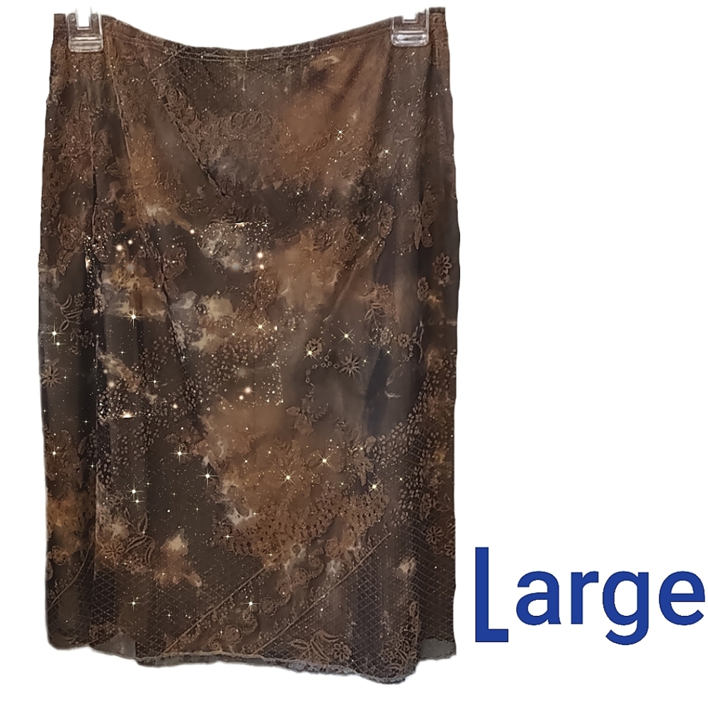 2-pcs Mocha Brown Sparkly Skirt & Free Coordinating Top Combo - Picture 7 of 15